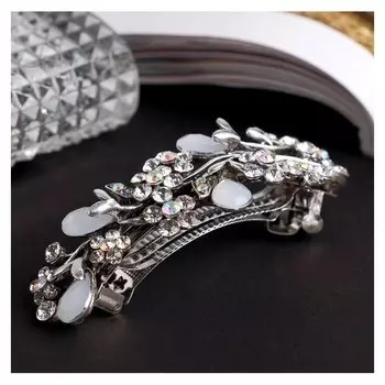 Заколка-автомат для волос "Жаклин" веточка с цветами