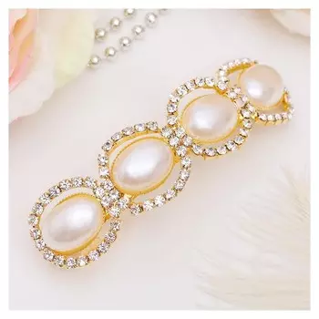 Заколка-автомат для волос "Жемчужная сказка" 8 см круги