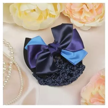 Заколка-автомат с сеточкой для пучка "Бантик" оттенки синего