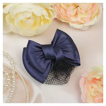 Заколка-автомат с сеточкой для пучка "Бантик" синий