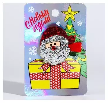 Заколка для волос новогодняя "Дед мороз"