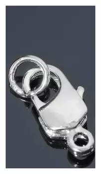 Замок-карабин родированный, 12мм, цвет серебро