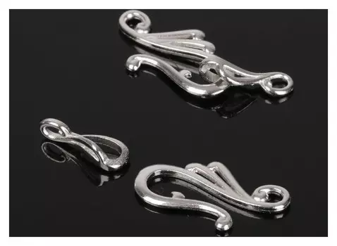 Замок "Крючки" с завитками 5373, (Набор 2шт), цвет серебро