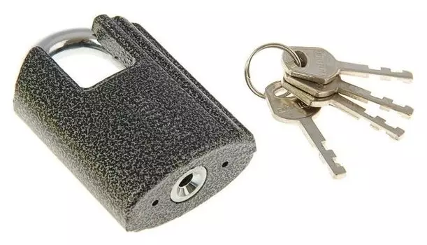 Замок навесной "Аллюр" вс2ч-601, дужка D=10 мм, с закрытой дужкой, 4 ключа, цвет антик