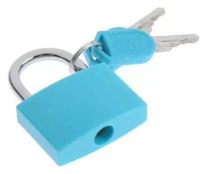 Замок навесной для чемодана, 30х42 мм, бирюзовый