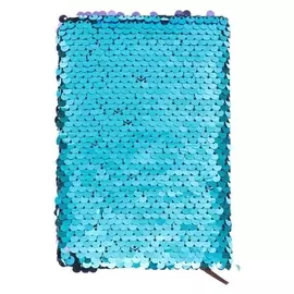 Записная книжка подарочная формат А6, 80 листов, линия, пайетки двухцветные бирюза-сирень