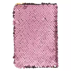 Записная книжка подарочная формат А6, 80 листов, линия, пайетки двухцветные розово-золотистые