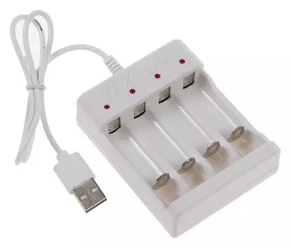 Зарядное устройство для аккумуляторов АА и ааа, Usb, ток заряда 250 мА, белое