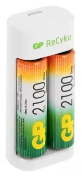 Зарядное устройство GP U411 + 4 аккумулятора Aa/aaa 2100/800 мач, белое