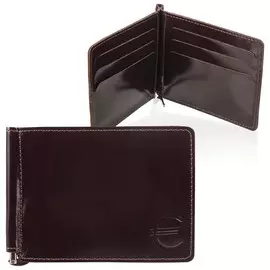 Зажим для купюр Befler "Classic", натуральная кожа, тиснение, 120х86 мм, коричневый