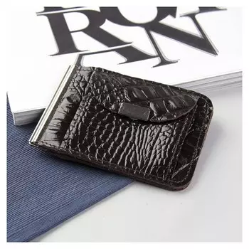 Зажим для купюр, кайман, цвет коричневый