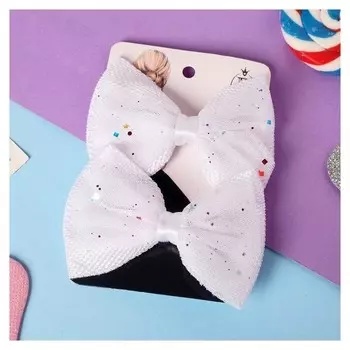 Зажим для волос "Бантик вивиан" (Набор 2 шт) диско, 4,5 см, белый