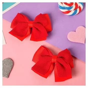 Зажим для волос "Бантик вивиан" (Набор 2 шт) классика, 4,5 см, красный