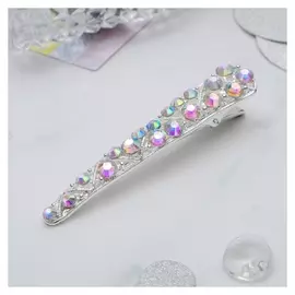 Зажим для волос "Сияние" 8 см, серебро