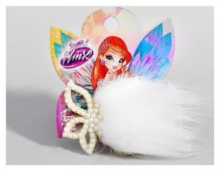 Зажим винкс "Цветы" с искусственным мехом