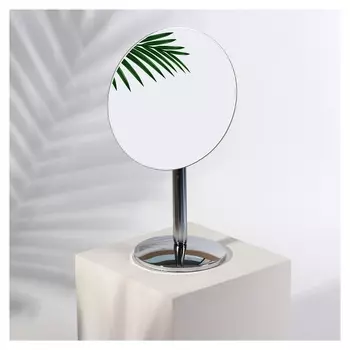 Зеркало на ножке, D зеркальной поверхности 13,5 см, цвет серебряный