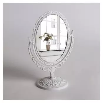 Зеркало настольное «Ажур», двустороннее, с увеличением, зеркальная поверхность 9 × 12,5 см, цвет белый