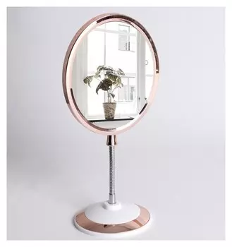 Зеркало настольное, на гибкой ножке, двустороннее, увеличение × 2, зеркальная поверхность 14 × 17 см, цвет медный/белый