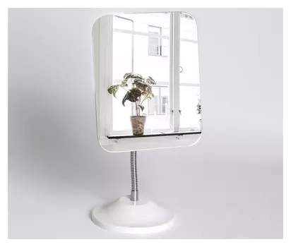 Зеркало настольное, на гибкой ножке, зеркальная поверхность 13,5 × 16,3 см, цвет белый