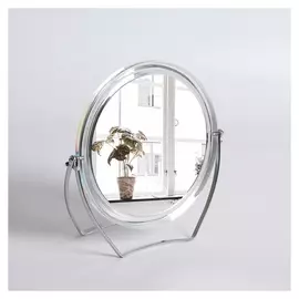 Зеркало настольное, на подставке, двустороннее, с увеличением, D зеркальной поверхности 12,5 см, цвет прозрачный