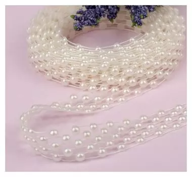 Жемчуг на нитях, плоский, 14 мм, 9 ± 1 м, цвет белый