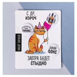 Значки закатные - мини "С ДР, короч", 9 х 11,5 см