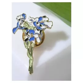 Значок "Цветы" ирисы, цветная в золоте