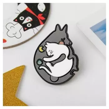 Значок "Кошка с собакой" дружочки, цветной