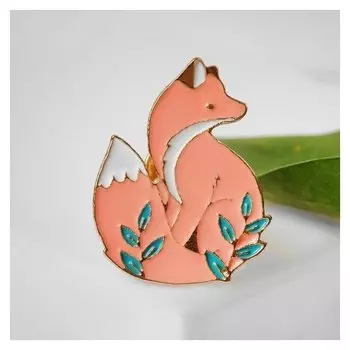 Значок "Лисичка" с ветками, цветной