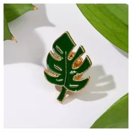 Значок "Лист монстеры", цвет зелёный в золоте