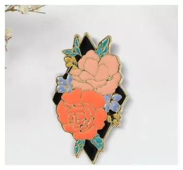 Значок "Нежность" розы, цветной в золоте