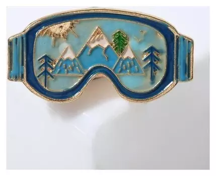 Значок "Очки сноубордиста" виды, цвет сине-голубой