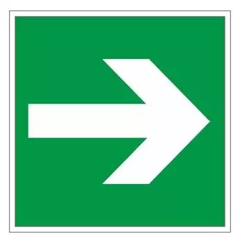 Знак безопасности E02-01 направляющая стрелка (Пластик,ф/л,200х200)