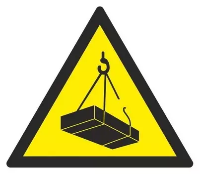 Знак безопасности W06 опасно. возможно падение груза (Плёнка,200х200)