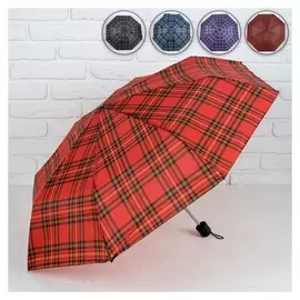 Зонт механический «Клетка», 3 сложения, 8 спиц, R = 48 см