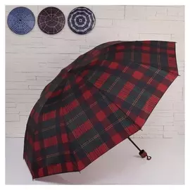Зонт муж мех R56 4сл 10спиц П/Э клетка руч круг