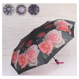 Зонт полуавтоматический «Цветочное очарование», ветроустойчивый, 3 сложения, 8 спиц, R = 49 см