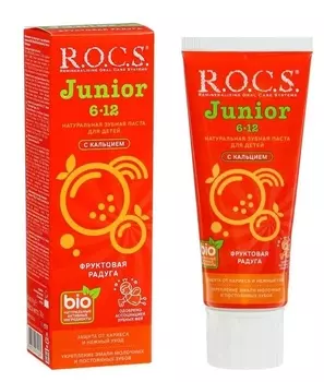 Зубная паста R.o.c.s. Junior "Фруктовая радуга" 6-12 лет, 74 г