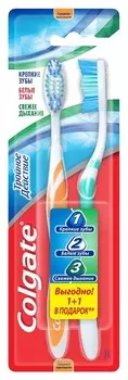 Зубная щетка Colgate 1+1 тройное действие средней жесткости щетина