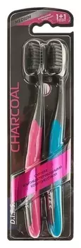 Зубная щётка Charcoal, средней жёсткости, 1+1 шт.