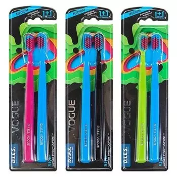 Зубная щётка D.i.e.s. Vogue Style средней жёсткости, 1+1 шт.
