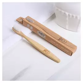 Зубная щётка для детей, бамбук «Чистим зубки вместе!», 15 × 2 × 1,5 см