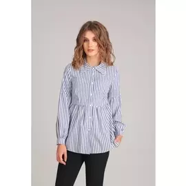 Блузка 1158-белый в голубую полоску