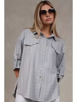 Блузка 1538 голубой/бежевый