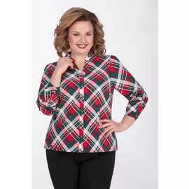 Блузка 1693 клетка красно-зеленая