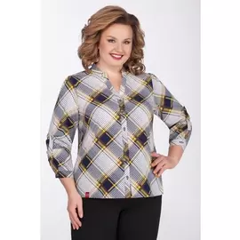 Блузка 1693 клетка сине-желтая