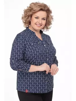 Блузка 1754 т.синий с белым