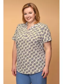 Блузка 1840-розово-синие круги