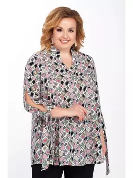 Блузка 1969 розово серый ромб