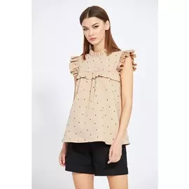 Блузка 2023 бежевый с принтом